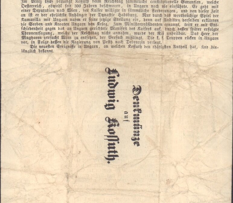 Proklamációk, rendelkezések, általános politikai polgár ABC, függetlenségi nyilatkozat és társai – azaz az 1848–49-es szabadságharc és forradalom német nyelvű nyomtatványai a Déri Múzeum gyűjteményében II. rész